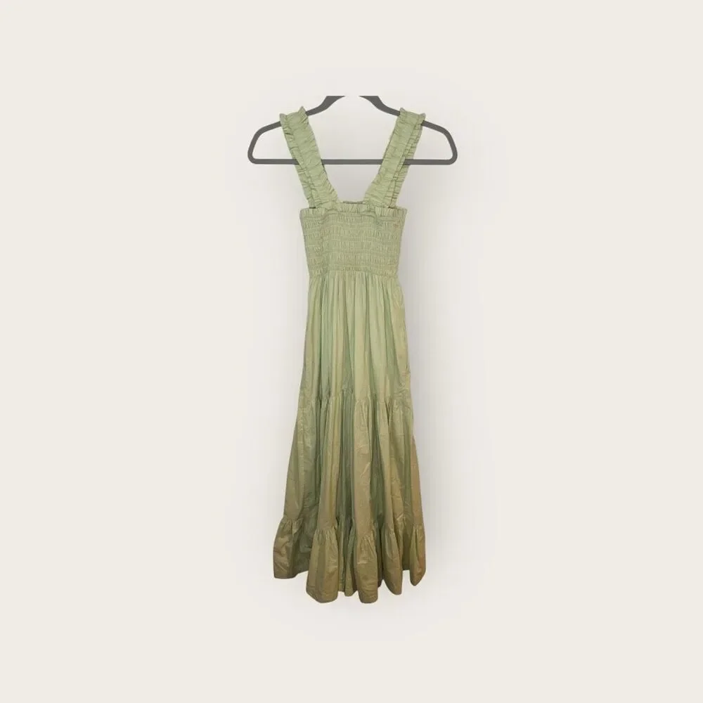 Abercrombie & Fitch Dress Green Smocked Bodice Tiered Boho Size XXS